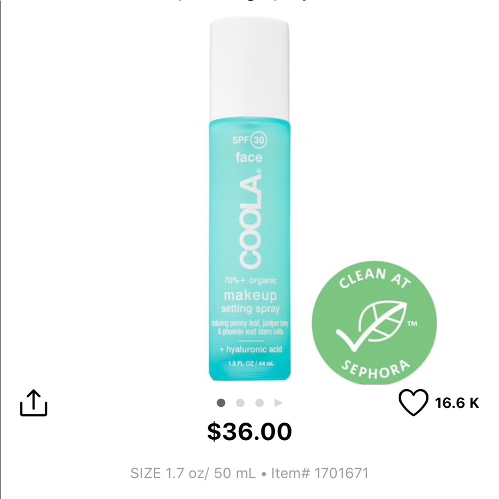 Coola spf 30 make up setting spray